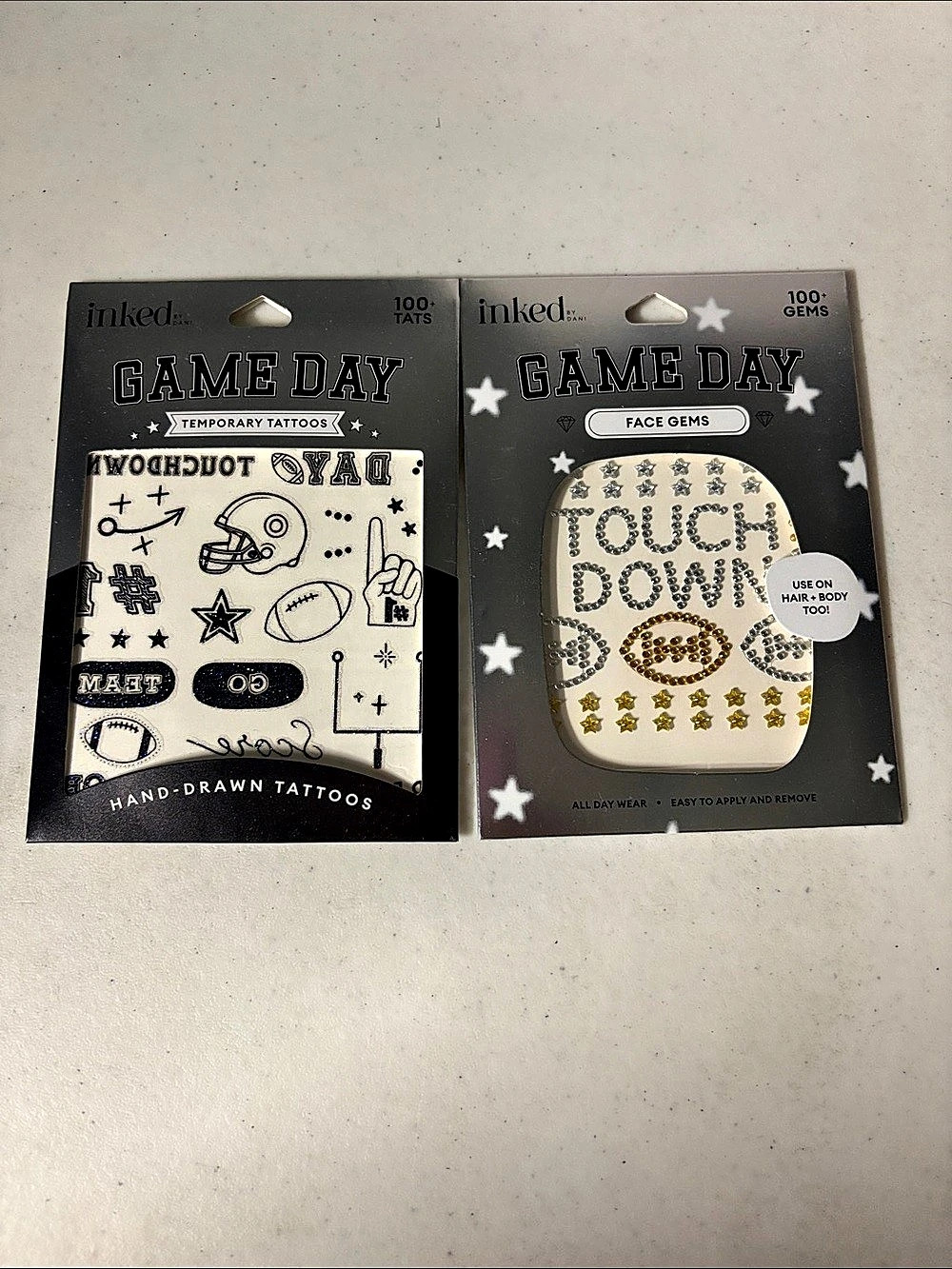 inked Game Day Face Gems & Temporary Tattoos